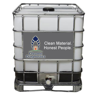 A container of ethanol product in a cage-looking metal